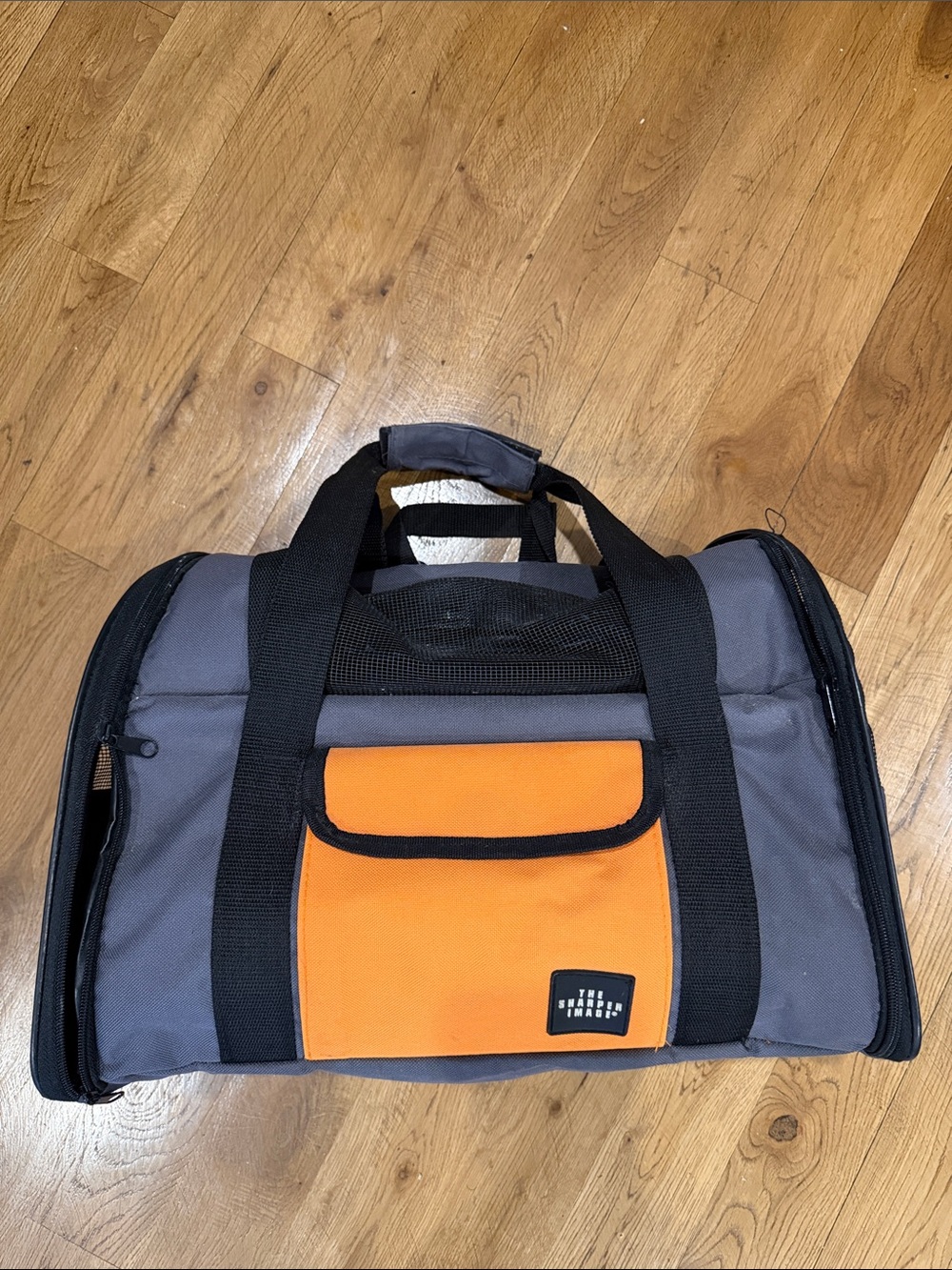 Gray & Orange Travel Dog/ Cat Bag / Backpack with Front Pocket
